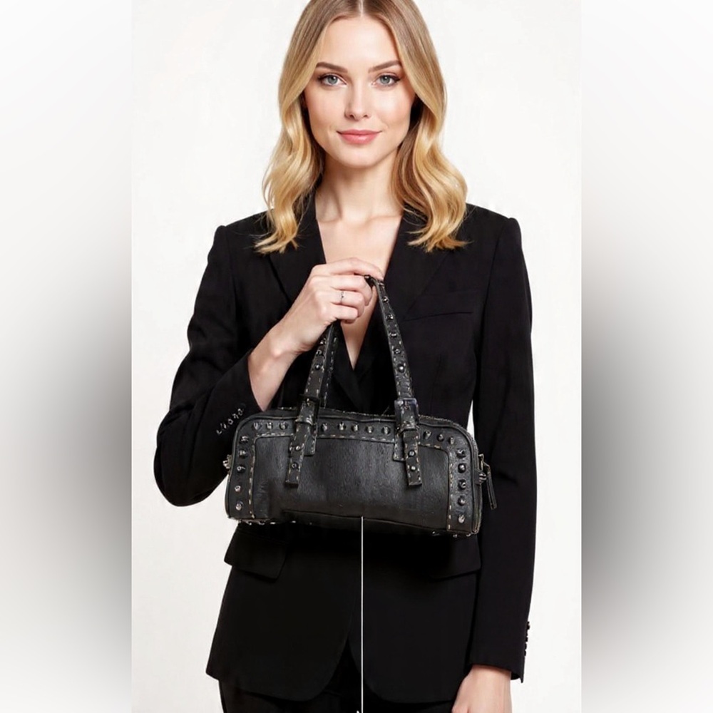 Black ✅♥️Fendi Selleria "Bassotto" model with studs rare vintage 🥰